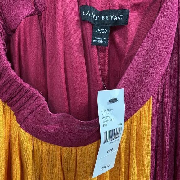 Lane Bryant Colorblock Maxi Dress 18/20 Plus Size Halter Crisscross Back Resort - Picture 9 of 13